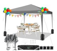 COBIZI Cenador Plegable 3 x 3 m, Resistente al Agua, Estable, protección Solar instantánea, Carpa para jardín, con 4 Sacos de Arena, para Festivales, Playas, terrazas, Jardines