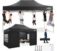 COBIZI Cenador Plegable 3 x 4,5 cm, Resistente al Agua, Estable, Resistente al Invierno, con 4 Paredes Laterales, Carpa para Fiestas, Techo Puntiagudo para jardín, Exterior, Plegable, protección UV,