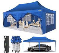 COBIZI Cenador Plegable de 3 x 6, 3 x 6, Resistente al Agua, Estable, Resistente al Invierno, con 6 Paneles Laterales, Color Azul Claro