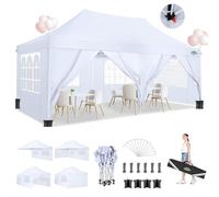 COBIZI Cenador Plegable de 3 x 6 m, Resistente al Agua, 3 x 6 m, Carpa para Fiestas, Plegable, Anti-UV, con 6 Paredes Laterales, para Bodas, Exteriores, jardín, Fiestas