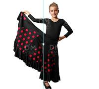 Cobo Regalo, S.L Falda Flamenca Infantil Lunares Negra con Lunares Rojos - Talla 8