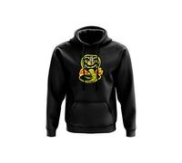 Cobra Kai Sudadera con capucha - Fighting Karate TV Show 80's Film Gift Gift Birthday Christmas Twin Needle Stitch Detailing 80% Ringspun Cotton 20% Polyester Kangaroo Pouch Pocket, Negro, 12-14 Years