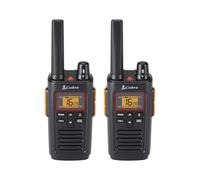 Cobra RX380 Walkie Talkies (paquete de 2) - PMR446 radios bidireccionales recargables recreativas y comerciales, alcance de 8 km, resistencia al agua IPX2, negro y naranja