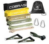 COBRASIX Bandas de resistencia para entrenar hombres y mujeres | Juego de 6 bandas de resistencia con accesorios | levantamiento de potencia, estiramiento, WOD, entrenamiento de fuerza y dominadas
