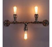 Cobre Antiguo 3 Luz -lámpara Tubería de Agua Luz Hierro Forjado Tuberías de Agua Lámpara de Pared Luz Industrial Aplique de Pared Interior Edison Industrial Feng Shui Tubería Steampunk Lámpara de