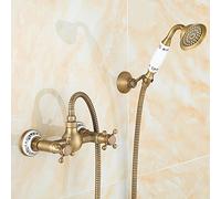 Cobre antiguo retro estilo europeo ducha de lluvia conjunto ducha baño azul y blanco ducha de porcelana