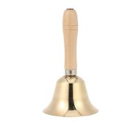 Cobre Campana de Mano Dorada, con Mango de Madera | Timbre Manual Pulido, Sonido Fácil, para Recepción, Maestros y Eventos Navideños