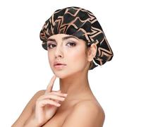 Cobre y diamantes geo negros,Gorro de dormir de satén para adultos - Gorro de dormir elástico para mujer, cubrecabello nocturno