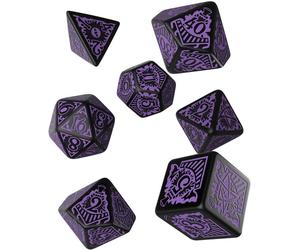 COC Horror On Orient Express Juego de dados oficiales negros y morados de 7 piez
