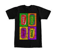 Coca-Cola Camiseta de Manga Corta para Hombre, diseño de Coca de Arte Pop, Negro, L