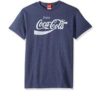 Coca-Cola - Camiseta de manga corta para hombre, diseño de los años 80, Azul marino jaspeado, X-Large