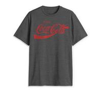 Coca-Cola - Camiseta de manga corta para hombre, diseño de los años 80, Gris Carbón jaspeado, Large