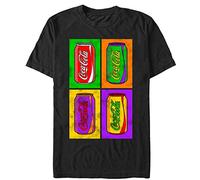 Coca-Cola Camiseta de Manga Corta para Hombre, diseño de Coca de Arte Pop, Negro, L