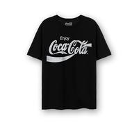 Coca Cola Negro Distressed Logo Camiseta de manga corta Adultos Unisex