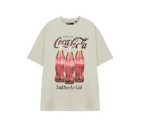 Coca-Cola Camiseta Unisex Beige de Manga Corta Ice Cold clásica con el Logo Ropa Retro de refrescos para Hombre y Mujer Vintage de refrescos