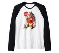 Coca-Cola Christmas Santa Claus Puppy Camiseta Manga Raglan