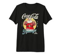 Coca-Cola Christmas Santa Holding Bottles Vintage Portrait Camiseta Premium
