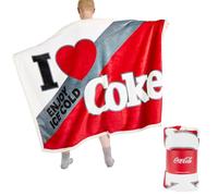 Coca Cola Classic I Love Coke - Manta de Forro Polar Sherpa Retro, 152 x 117 cm, Producto Oficial para los Fans de Coca-Cola