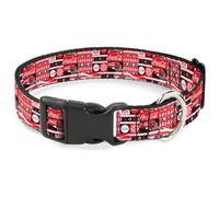 Coca-Cola - Collar de perro con clip de plástico | Coca Cola - Tapas de botella y camión, color rojo, blanco y negro, duradero, ajustable, anillo de identificación de