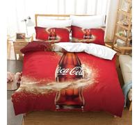 Coca - Cola Funda Nórdica Funda De Edredón para Dormitorio Impresión 3D Digital Juego De Cama Y Funda De Almohada con Cremallera Microfibra 3 Piezas Super King(260x220cm)