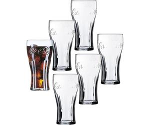 Coca Cola - Lote de 6 vasos con diseño de Coca Cola (0,3 L, con marca de nivel)