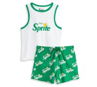 Coca-Cola Pijama Sprite Blanco y Verde para Mujer | Camiseta sin Mangas y pantalón Corto | Ropa de Dormir cómoda para Estar en casa | Conjunto de Relax de Tela Suave para el Tiempo Libre en casa
