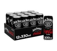 Coca-Cola y Jack Daniel's, Combinado Clásico y Refrescante, Bebida Preparada con 5% de Alcohol- Pack de 12 Latas de 250 ml