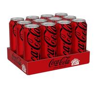 Coca-Cola Zero Azúcar, Refresco de Cola sin Azúcar, Bajo en Calorías -Pack 12 Latas de 500 ml