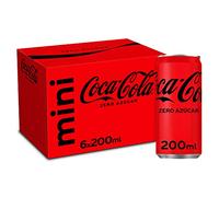 Coca-Cola Zero Azúcar, Refresco de Cola sin Azúcar, Bajo en Calorías, Pack 6 Mini Latas 200 ml