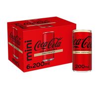 Coca-Cola Zero Azúcar Zero Cafeína, Refresco de Cola sin Azúcar, sin Calorías, sin Cafeína, Pack 6 Mini Latas 200 ml