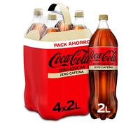 Coca-Cola Zero Sin Cafeína Refresco de Cola Pack 4 x 2 L | Bebida de cola sin azúcar, sin cafeína, bajo en calorías, excelente para casa, fiestas y reuniones
