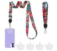 COCASES 2 Piezas Cadena de Teléfono Celular Universal con 4 partes adhesivas individuales, Cordón para el Cuello Desmontable Compatible con iPhone/Samsung/Huawei (Florecer)