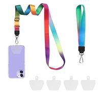 COCASES 2 Piezas Cadena de Teléfono Celular Universal con 4 parti adesive individuali, Cordón para Teléfono Móvil Cordón para el Cuello Desmontable Compatible con iPhone/Samsung/Huawei (arcoíris)