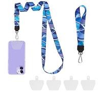 COCASES 2 Piezas Cadena de Teléfono Celular Universal con 4 parti adesive individuali, Cordón Teléfono Móvil Cordón para el Cuello Desmontable Compatible con iPhone/Samsung/Huawei (onda)