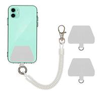 COCASES Cadena de Teléfono Móvil Cable Espiral Flexible, Llavero Universal con Cordón Compatible con iPhone/Samsung/Huawei (2 Insertos, Transparente)