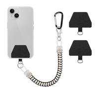 COCASES Correa para teléfono móvil con cable en espiral flexible, llavero universal compatible con iPhone/Samsung/Huawei (2 inserciones, plata)