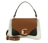 COCCINELLE C-Me Tricolor Handbag Grainy Leather Snow/Cognac/Noir