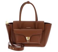 COCCINELLE Cuero bolso bandolera Double Beat Grained Leather Handbag Cognac marrón