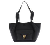 COCCINELLE Cuero bolso Beat Shopping Double Grainy Leather Handbag Noir/Cognac negro