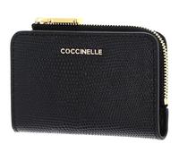COCCINELLE Cuero Estuche de Tarjetas Metallic Lizard Credit Card Holder Noir Negro