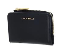 COCCINELLE Cuero Estuche de Tarjetas Metallic Shiny Smooth Leather Card Holder Noir Negro