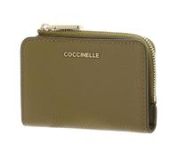 COCCINELLE Cuero Estuche de Tarjetas Metallic Shiny Smooth Leather Card Holder Seagrass Caqui
