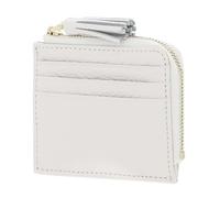 COCCINELLE Cuero Estuche de Tarjetas Tassel Credit Card Holder Blanco Crema