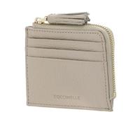 COCCINELLE Cuero Estuche de Tarjetas Tassel Credit Card Holder Sandshell Beige