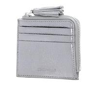 COCCINELLE Cuero Estuche de Tarjetas Tassel Credit Card Holder Steel Plateado