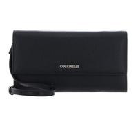 COCCINELLE Cuero Monedero Bolso Bandolera Metallic Soft Mini Bag Wallet Grained Leather Noir Negro
