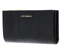 COCCINELLE Cuero Monedero Metallic Lizard Wallet Noir Negro