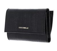 COCCINELLE Cuero Monedero Metallic Lizard Wallet Noir Negro