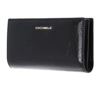 COCCINELLE Cuero Monedero Metallic Shiny Wrinkled Wallet Noir Negro