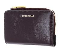 COCCINELLE Cuero Monedero Metallic Shiny Wrinkled Wallet Prune Morado Oscuro